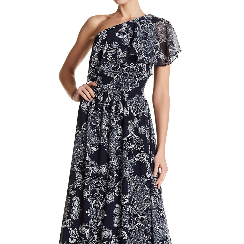 Vince Camuto one shoulder maxi-dress